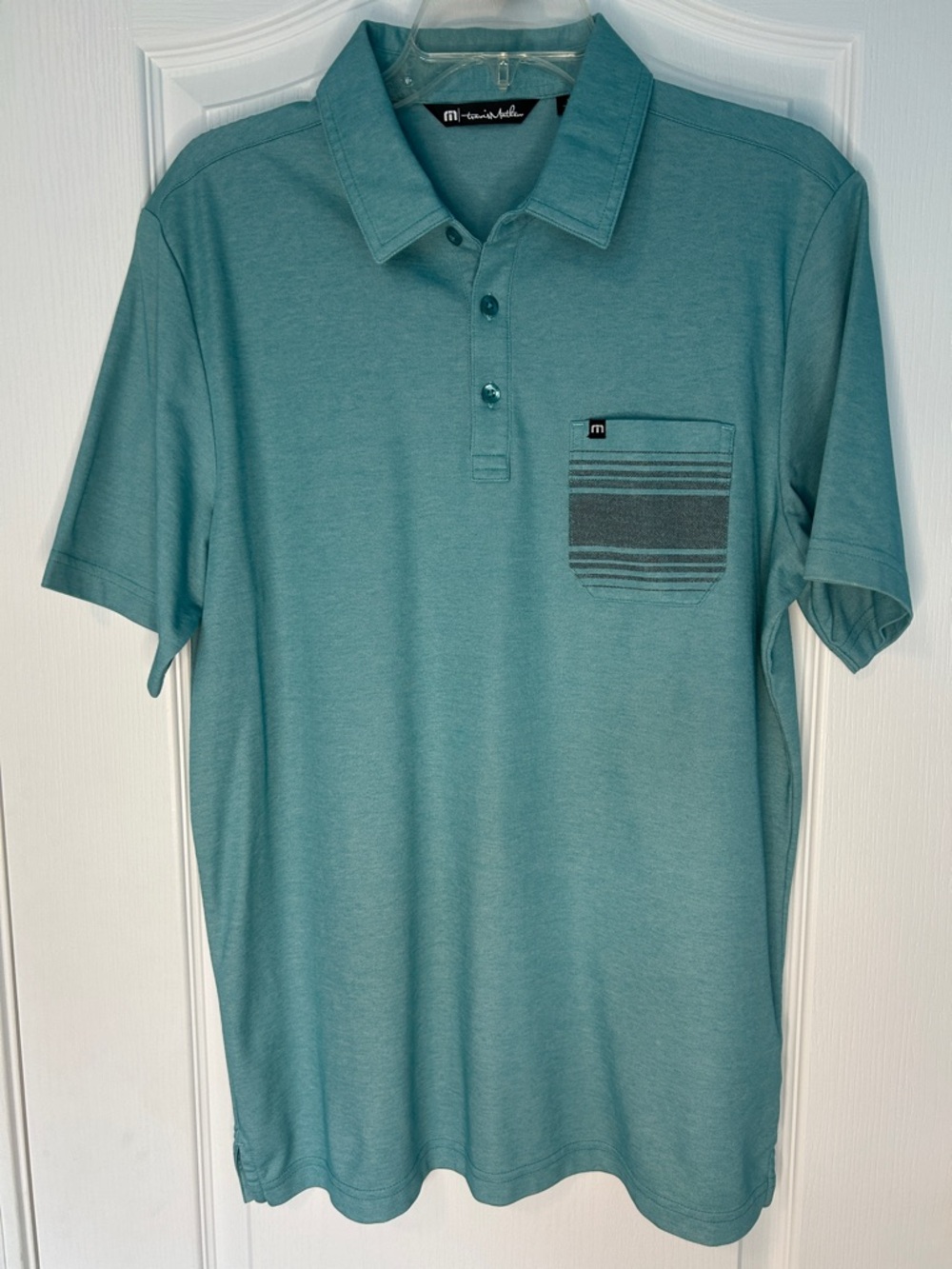 Travis Mathew Golf Polo Light Teal Blue Pima Cotton Blend Shirt Men’s Size Large
